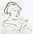 KUNIYOSHI, Sketch of a Woman, black ink